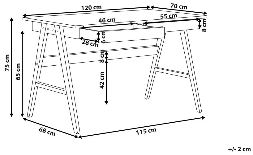 Skandináv Stílusú Világos Fa Színű Fiókos Íróasztal 120x70 cm SHESLAY Beliani