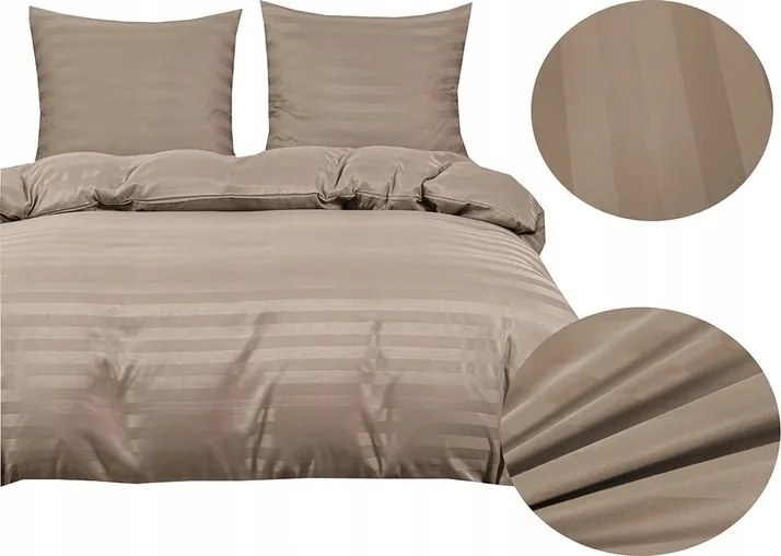 Szállodai damaszt ágynemű csíkos 200x220 Bézs, cappuccino, bézs