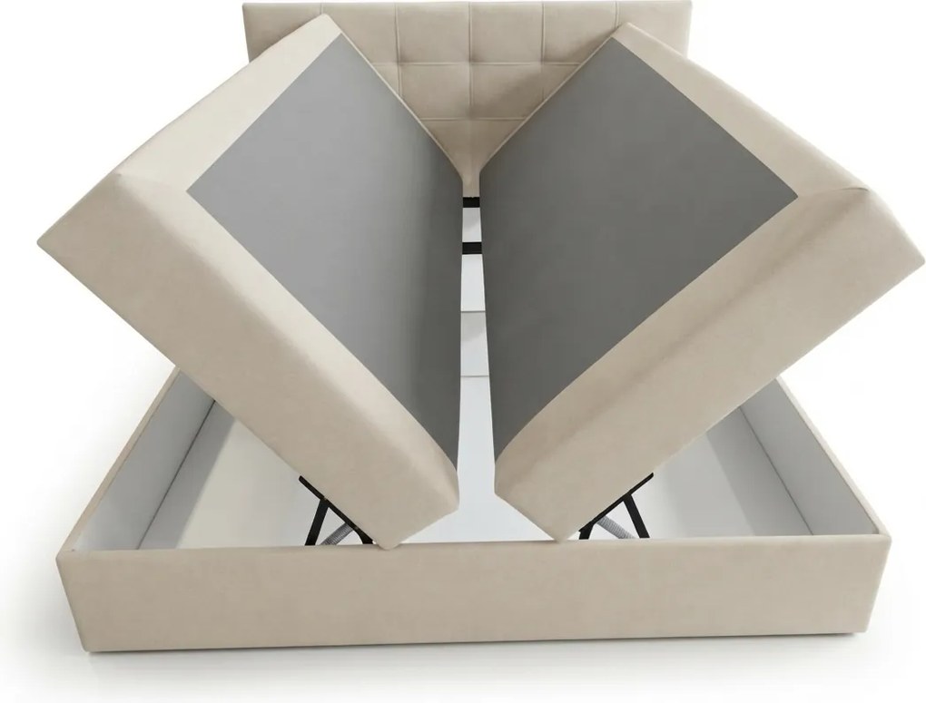 Kárpitozott boxspring ágy DIRELIS TRINITY 140x200 cm bézs Matrac: Bonell rugós matrac