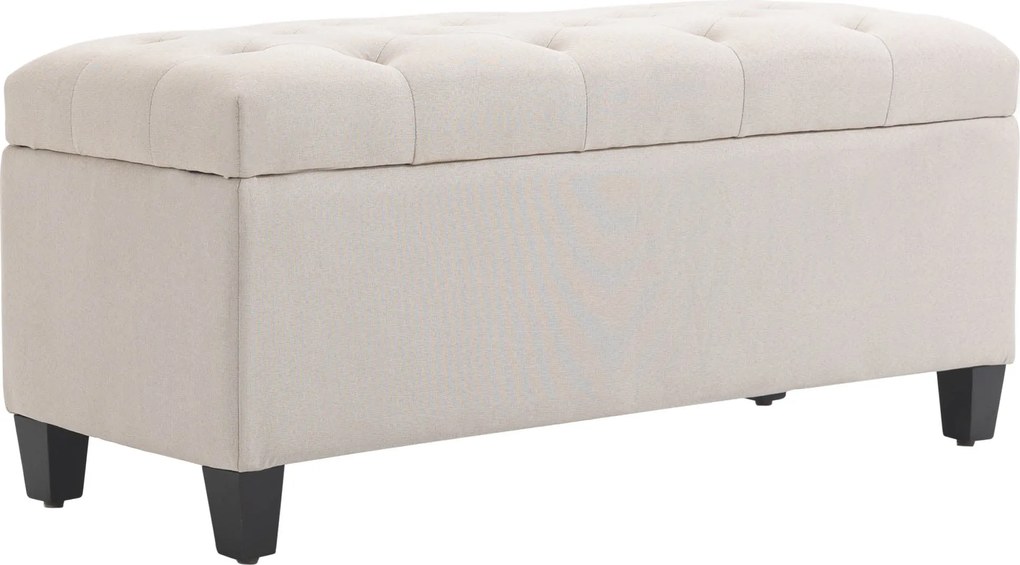 HOMCOM Kárpitozott Pad Tárolóval - Krémfehér, 100 x 40 x 44 cm | Aosom