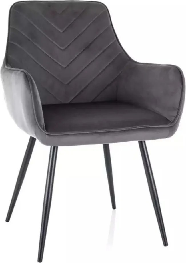 Velúr kárpitozott szék nappali konyha étkező modern szürke Fig