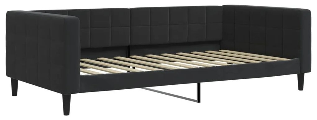 fekete kihúzható bársony heverő fiókkal 100 x 200 cm