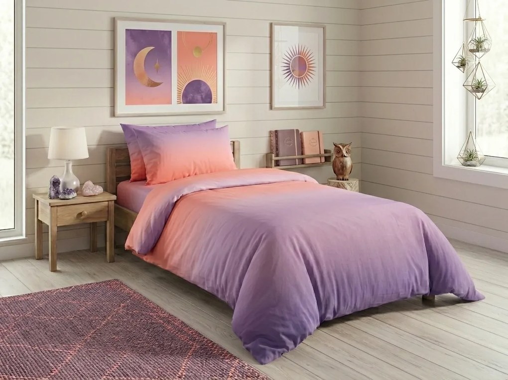 Pamut ágynemű OMBRE lila-rózsaszín Ágyneműhuzat mérete: 2 db 70 x 90 cm | 200 x 220 cm