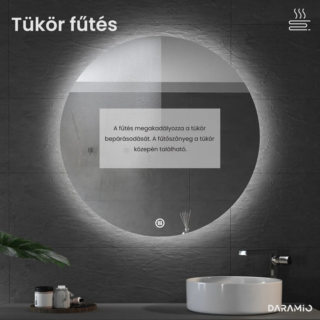 Félkör alakú tükör LED-világítással G9