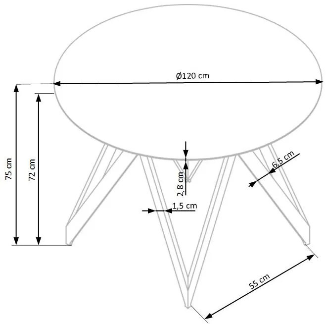 Mozambik Kerek Étkezőasztal 120cm Arany tölgy - Fekete