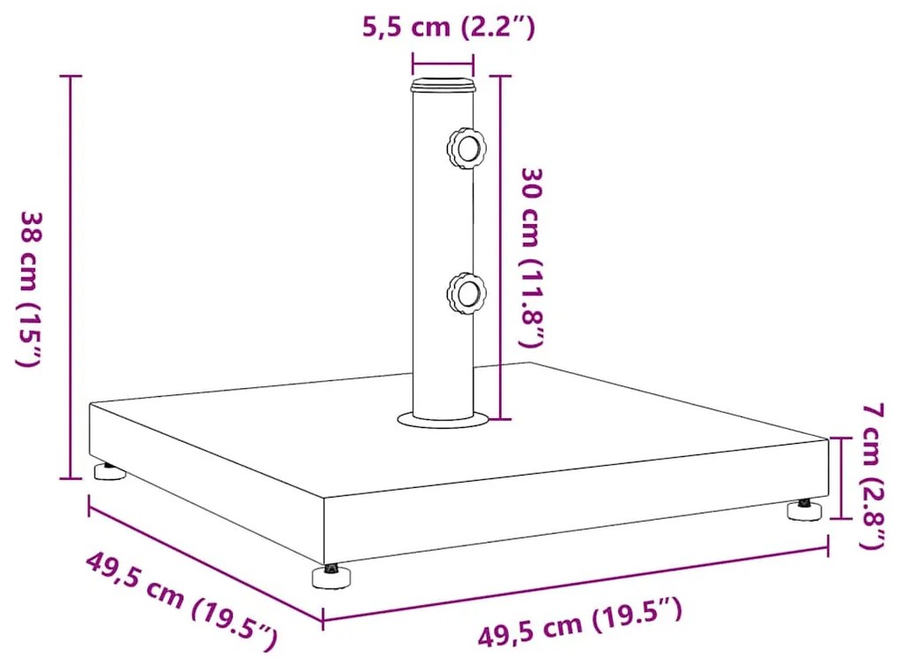 négyzet alakú napernyőtalp Ø32/38/48 mm-es rúdhoz 28 kg