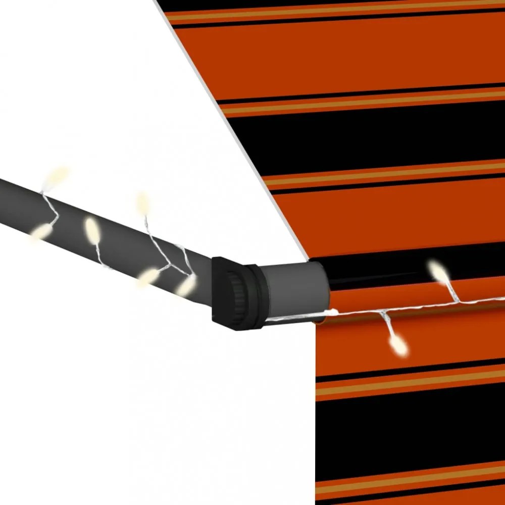narancssárga-barna kézzel feltekerhető LED-es napellenző 150 cm