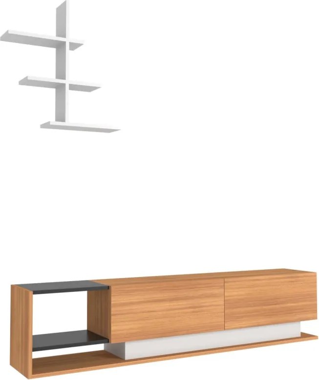Liza TV-állvány, teak-fehér, 180 cm