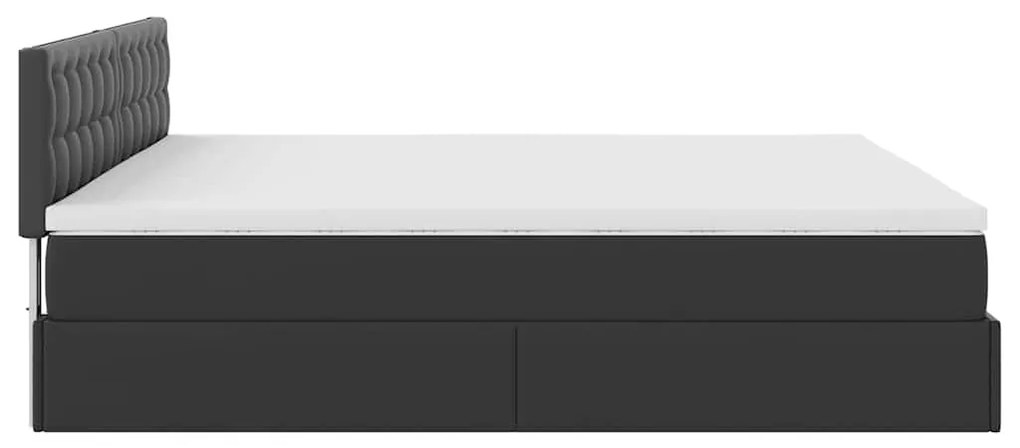 vidaXL Ottomán ágykeret matraccal fekete 200x200cm műbőrrel