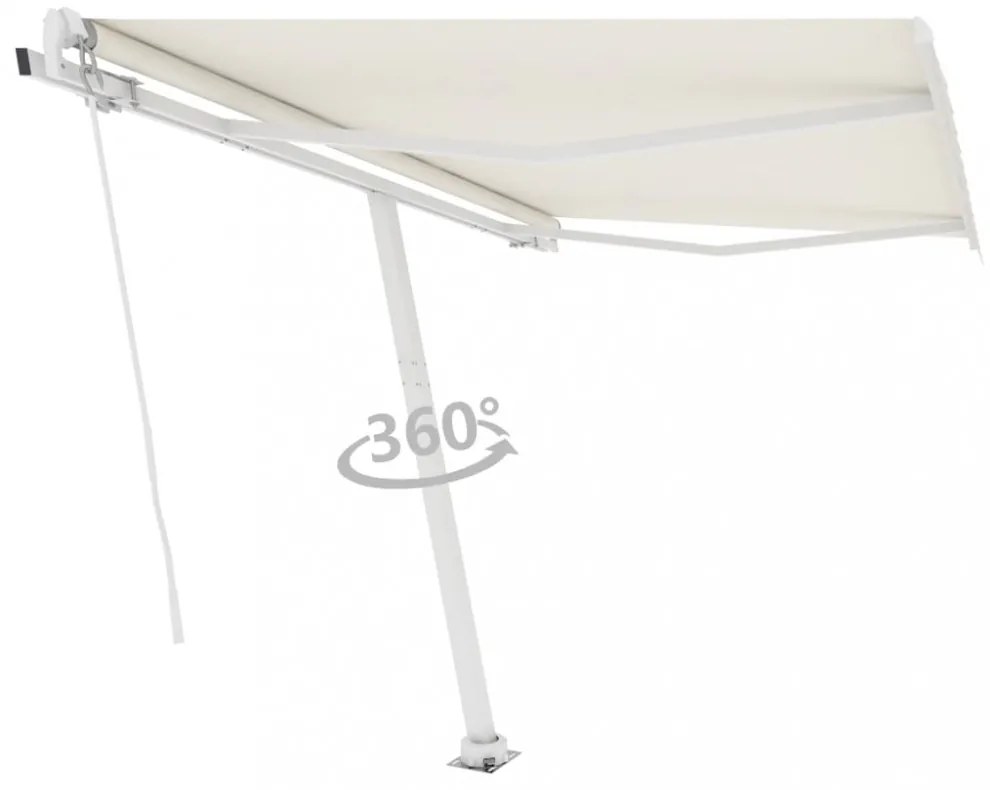 krémszínű kézzel kihúzható póznás napellenző 300 x 250 cm