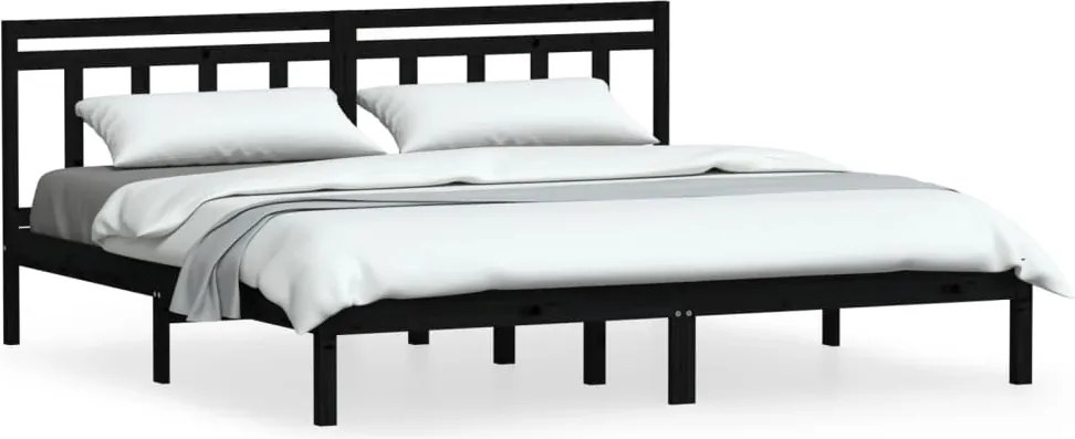 vidaXL fekete tömör fenyőfa ágykeret 200 x 200 cm