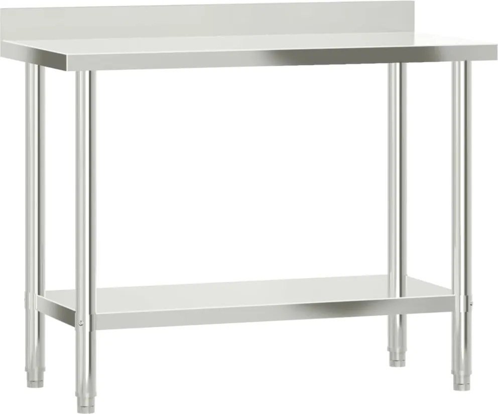 vidaXL rozsdamentes acél konyhai munkaasztal hátlappal 110x55x93 cm
