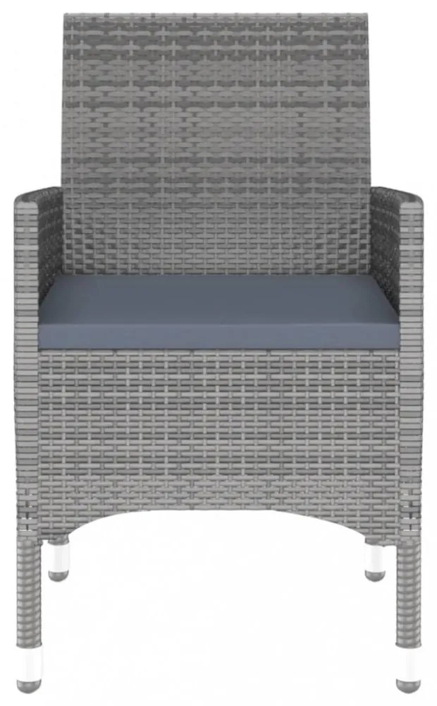 vidaXL 3 részes szürke polyrattan kerti étkezőgarnitúra