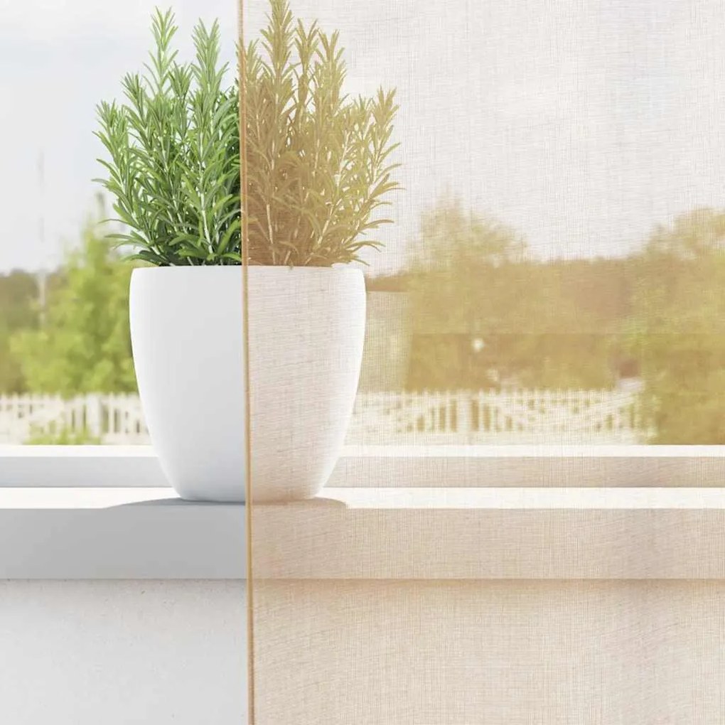 2 db homokszínű voile függönyök rúd zsebekkel