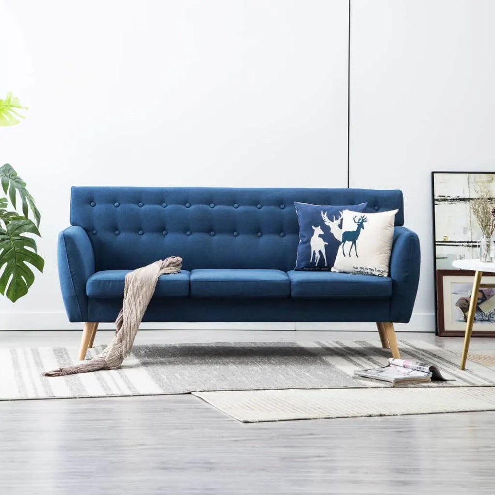 vidaXL 3 személyes kék kárpitos kanapé 172 x 70 x 82 cm