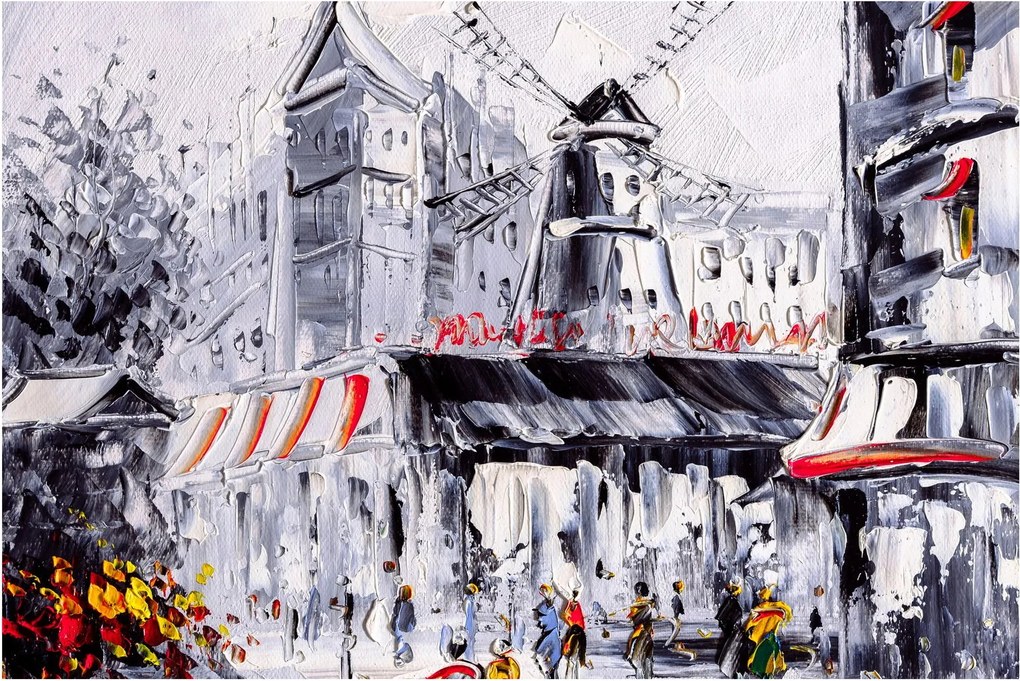 Kép - utca Párizsban, olajfestmény (90x60 cm)