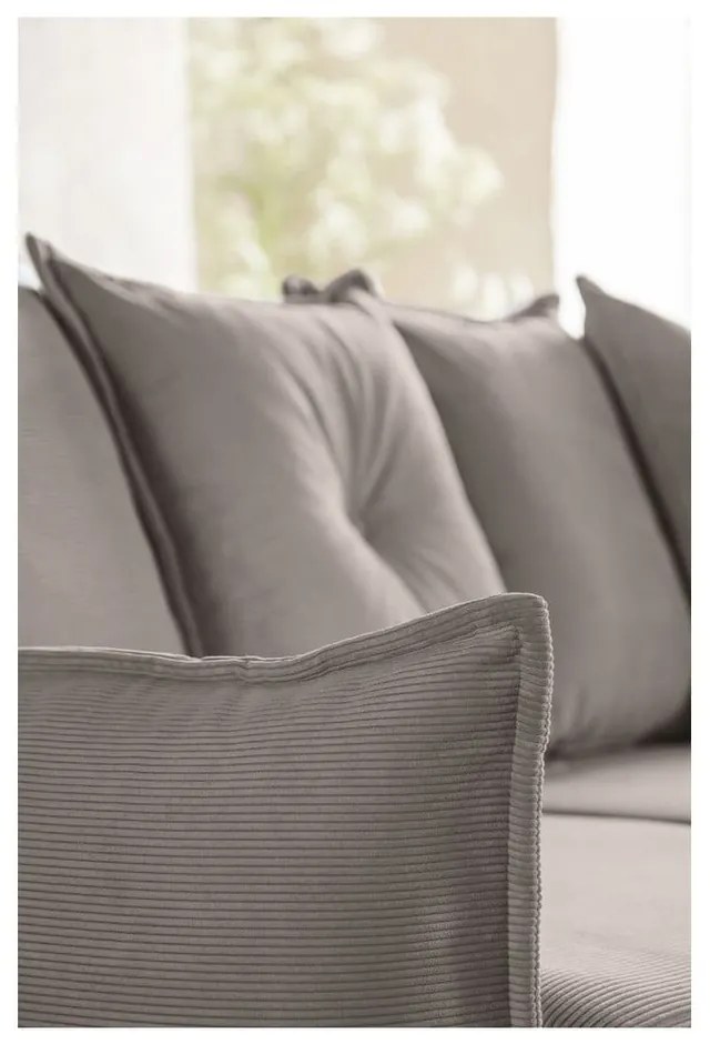 Világosbarna kordbársony kinyitható sarokkanapé (variálható) Lazy Lukka – Miuform