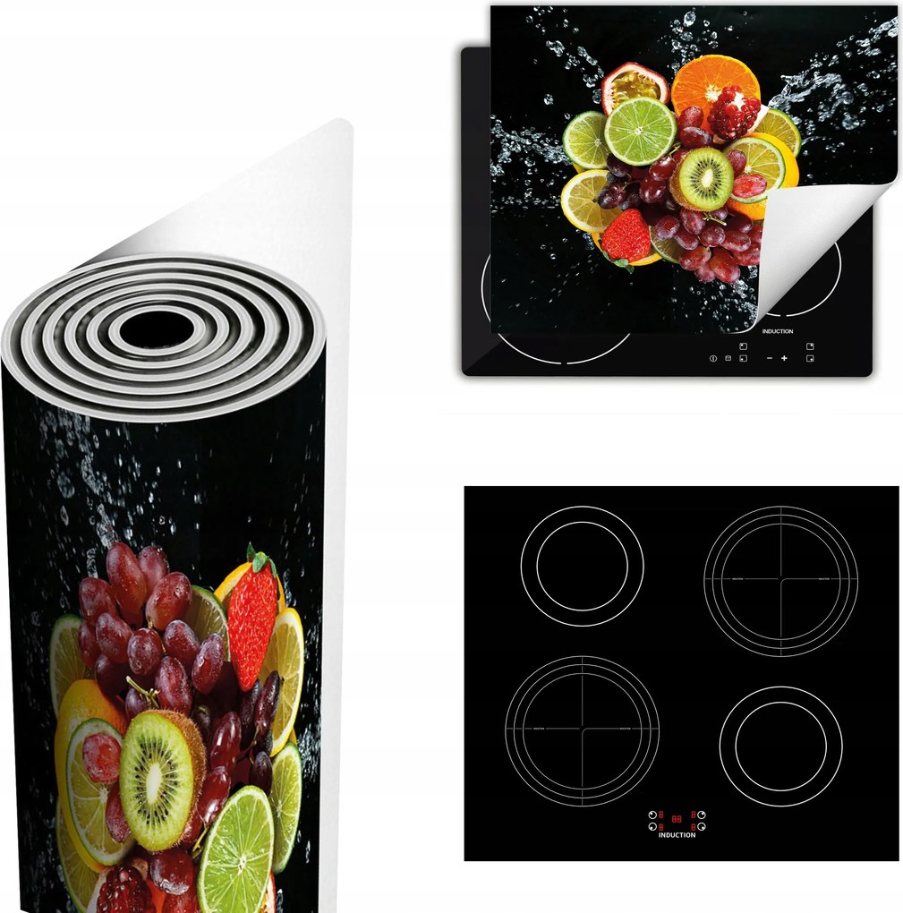 Tűzhelyvédő Szőnyeg Több Helyet Biztosít 60x52 fekete gyümölcs