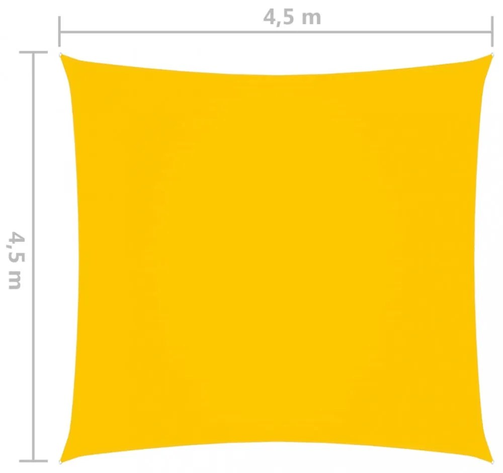 sárga négyzet alakú oxford-szövet napvitorla 4,5 x 4,5 m