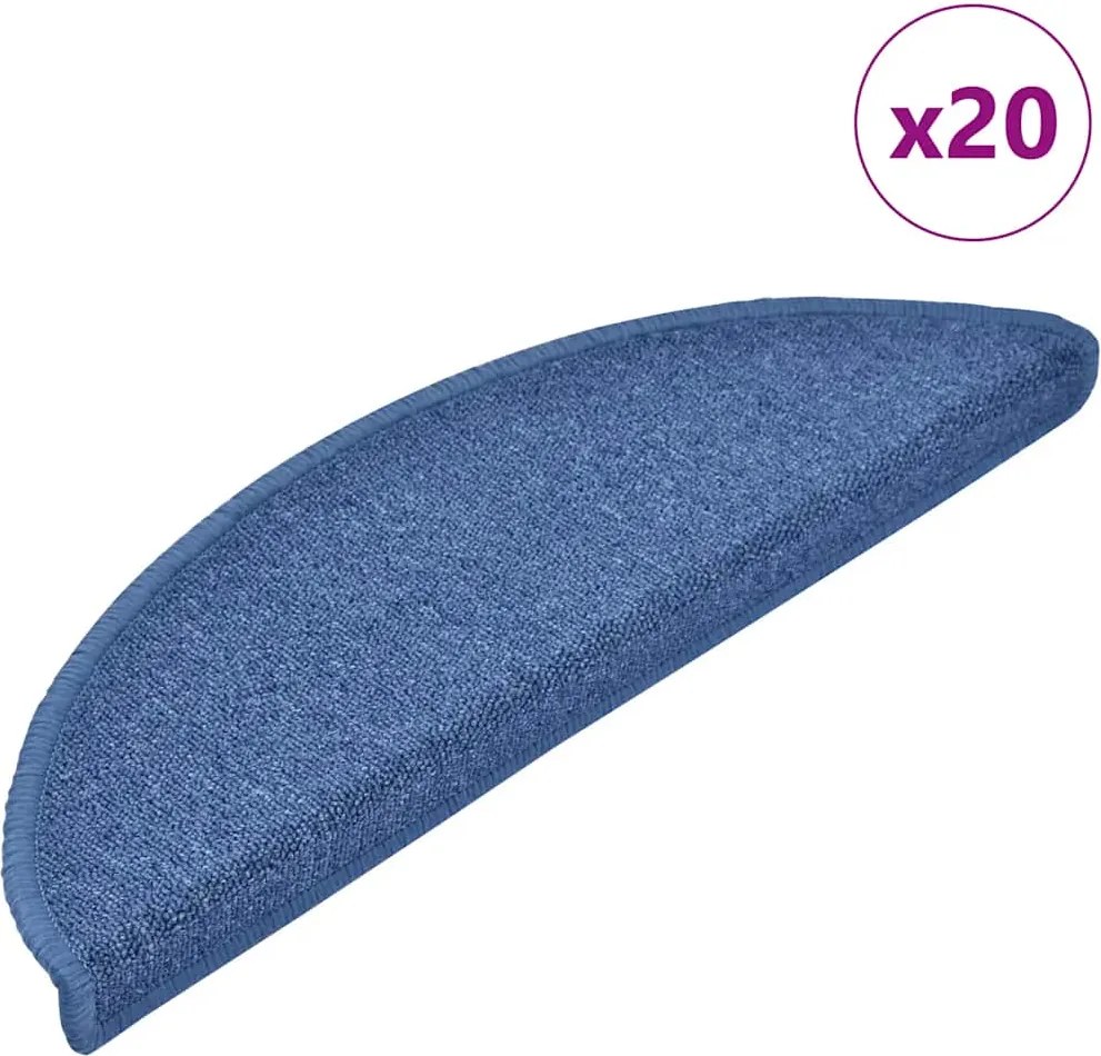 vidaXL 20 db kék félkör alakú lépcsőszőnyeg 56 x 17 x 3 cm