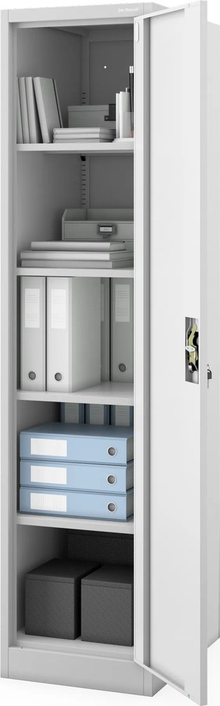 Mély, szürke fém irodai iratszekrény, 450x1850x600 mm: ALEX D600