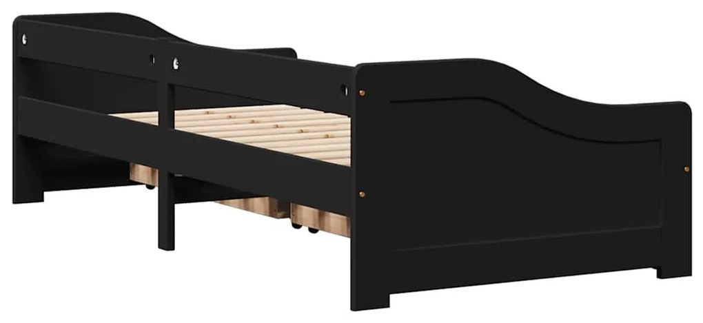 Napozóágy 2 fiókkal matrac nélkül IRUN Fekete 90x200 cm