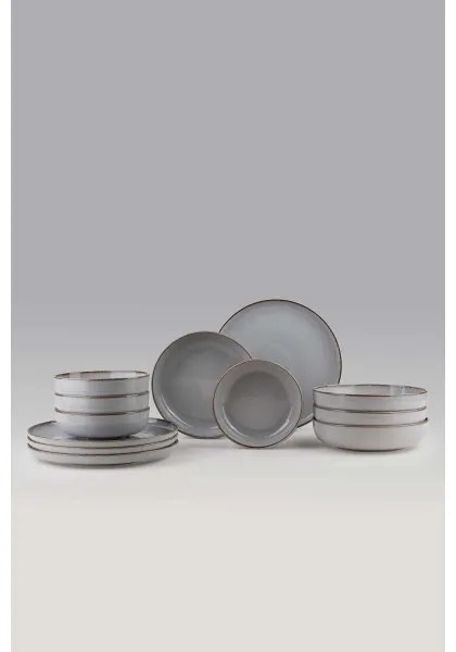 12 darabos étkészlet szürke/porcelán