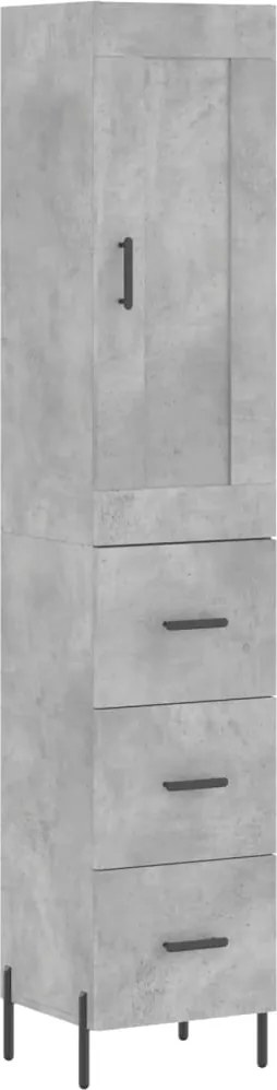 vidaXL betonszürke szerelt fa magasszekrény 34,5x34x180 cm