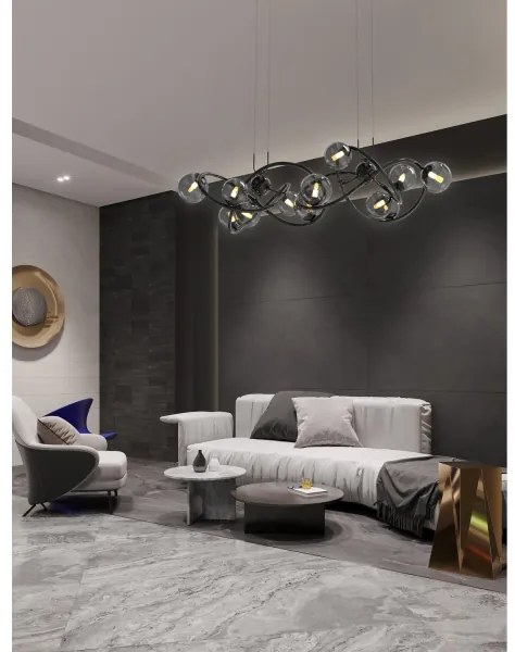 Wofi 7014-1405 - LED Csillár zsinóron NANCY 14xG9/3,5W/230V fekete/króm