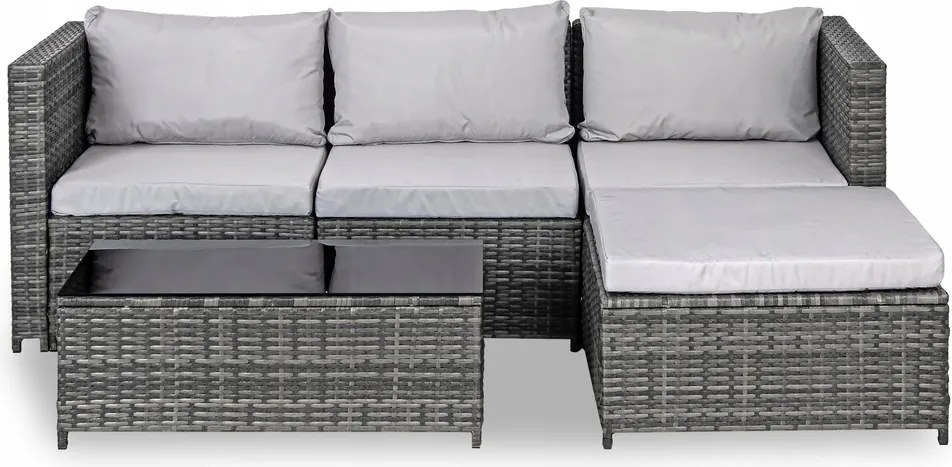 Kerti bútor szett 5 részes Abiko technorattan kerti szett szürke