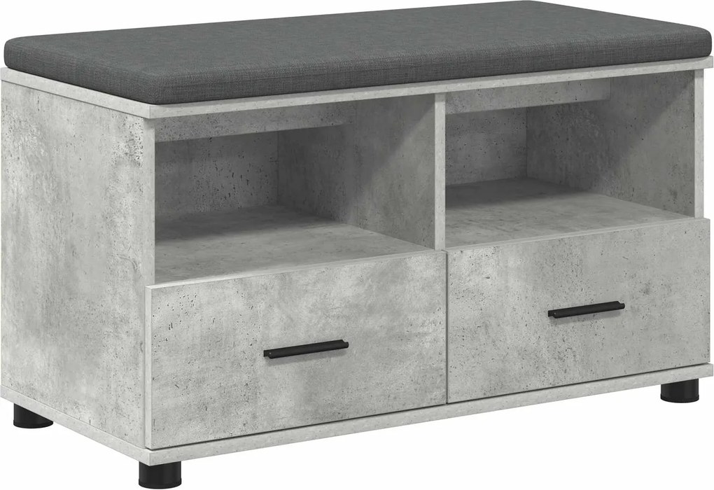 vidaXL Előtér pad Beton Szürke 80 x 38 x 46 cm Műanyag Fa és Szövet