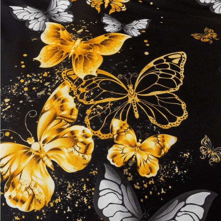 Mikroszálas ágyneműhuzat GOLD BUTTERFLY fekete Ágyneműhuzat mérete: 70 x 90 cm | 140 x 200 cm
