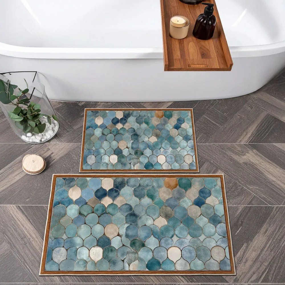 Kék fürdőszobai kilépő szett 2 db-os 60x100 cm – Foutastic