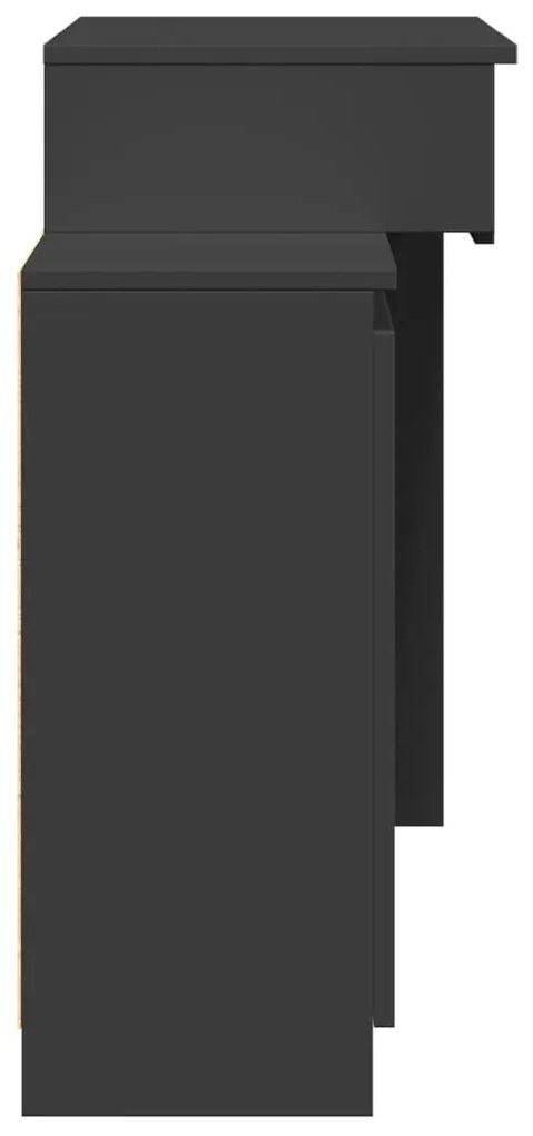 fekete LED-es fésülködőasztal 115 x 37 x 110,5 cm