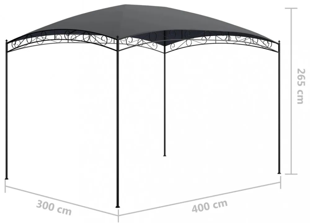 antracitszürke pavilon 3 x 4 x 2,65 m 180 g/m²