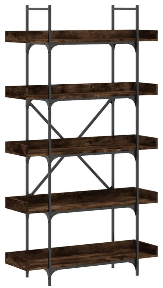 5-szintes füstös tölgy szerelt fa könyvespolc 100x33x180,5 cm
