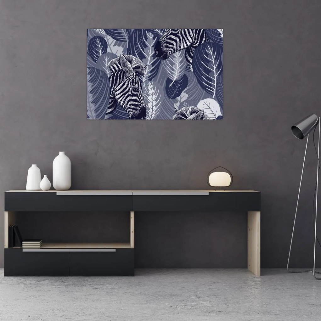 Kép - Kék zebrák (90x60 cm)