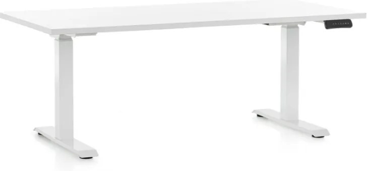 Állítható magasságú asztal OfficeTech D, 160 x 80 cm, fehér alap, fehér