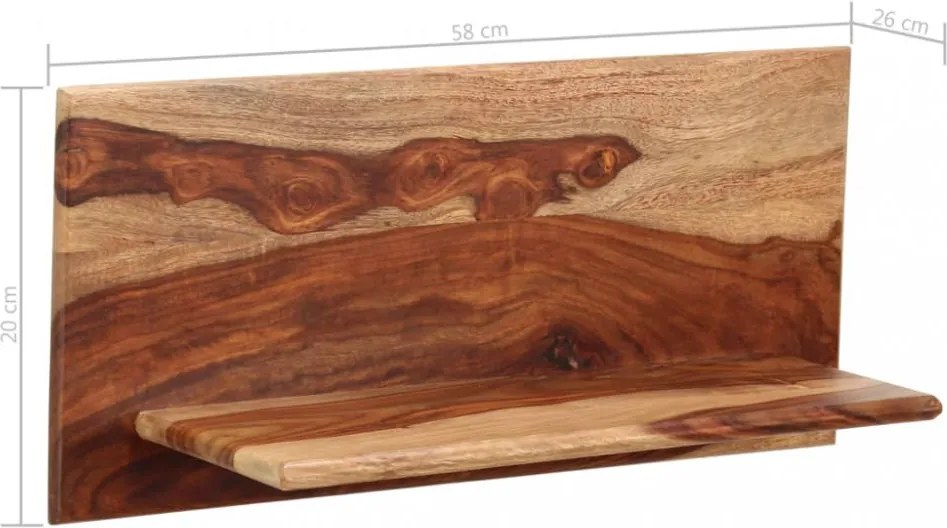 2 db tömör akácfából fali polc 58x26x20 cm