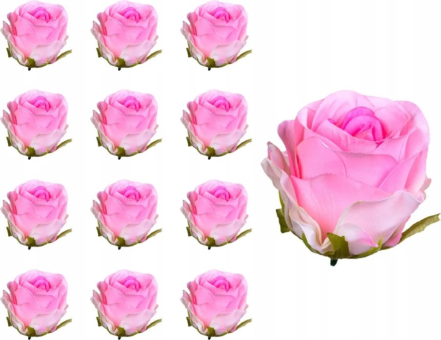 Rózsafej rózsaszín művirág kompozíció kötegelő 12 db-os