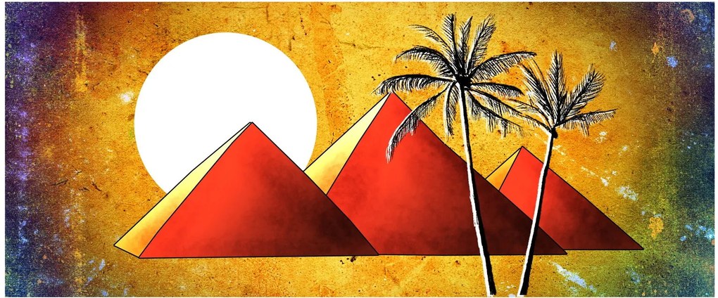 Festett egyiptomi piramisok képe (120x50 cm)