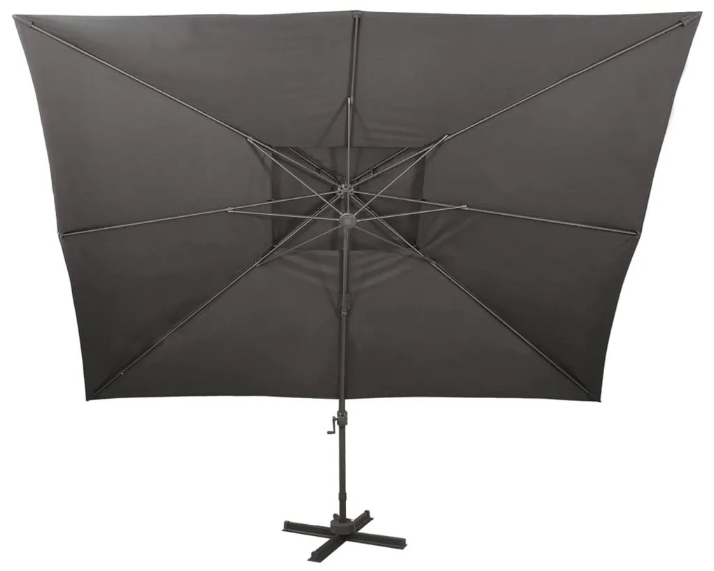 antracitszürke dupla tetejű konzolos napernyő 400 x 300 cm