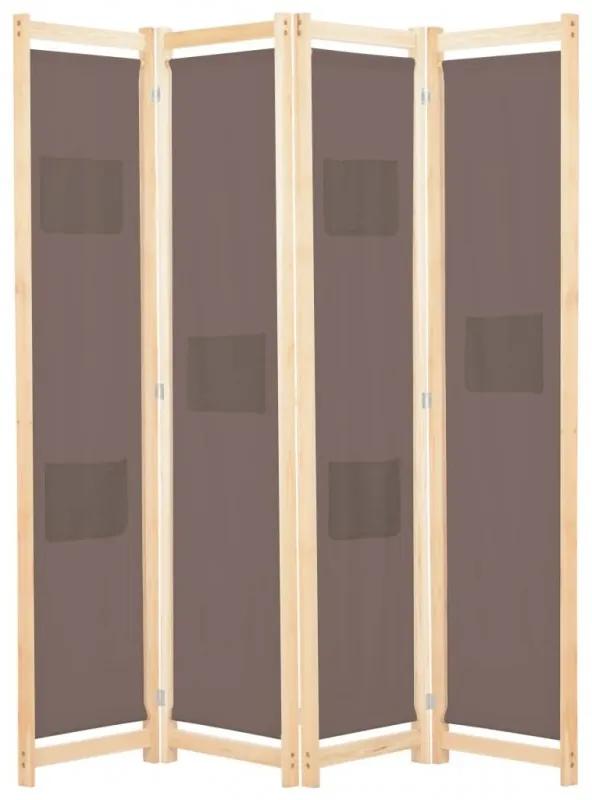 Barna 4-paneles szövetparaván 160 x 170 x 4 cm