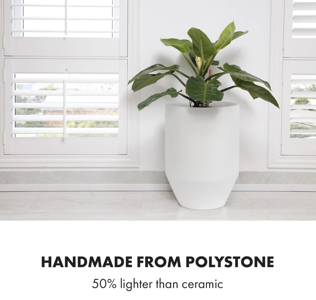 Fox & Fern Almere Virágcserép Polystone Ideális növények részére, kézzel készített, kerek