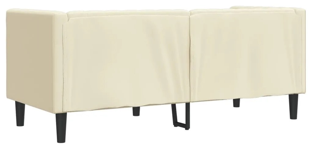 2 személyes krémszínű műbőr Chesterfield kanapé