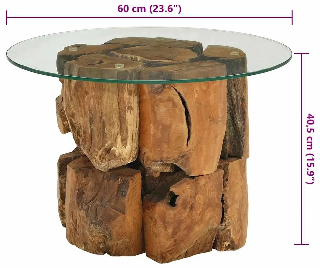 tömör tíkfa uszadék dohányzóasztal 60 cm