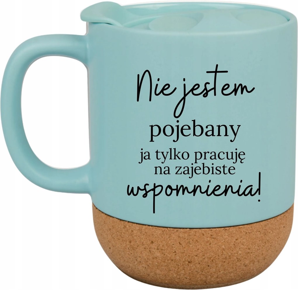 Kék Bögre Fedéllel És Parafa Aljjal Ajándék Nem Vagyok P****