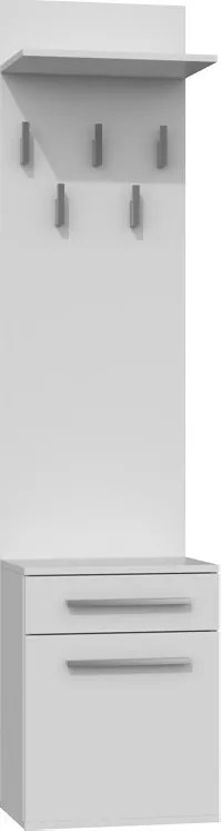 Na Buty Duo előszoba szekrény fogassal, matt fehér színben