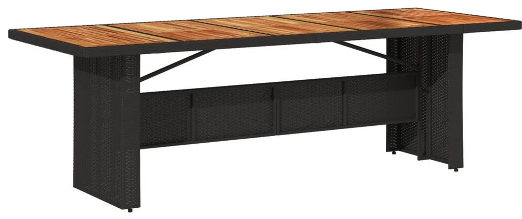 9 darabos kerti étkezőszett fekete poly rattan akáciából