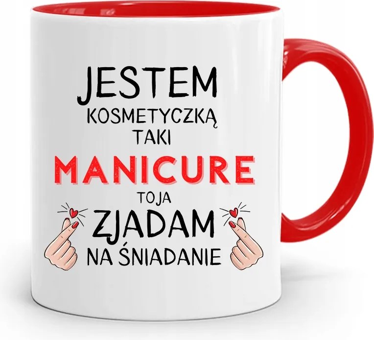 Piros Bögre Kozmetikusnak Kozmetikus Vagyok, fényképes nyomattal